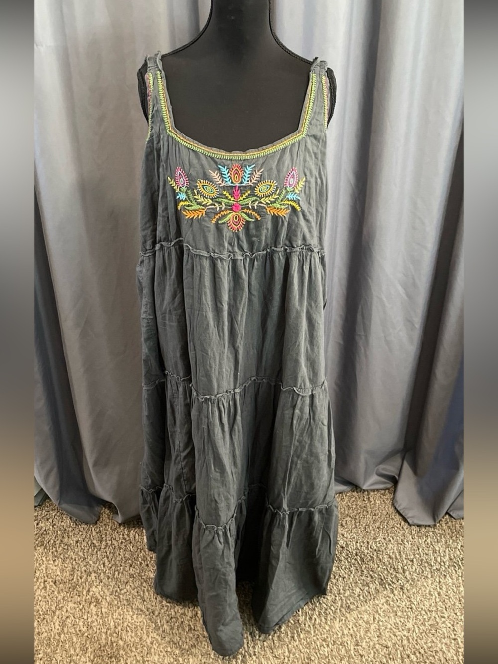 natural life adele embroidered cotton maxi dress XXL